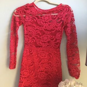 Red lace dress